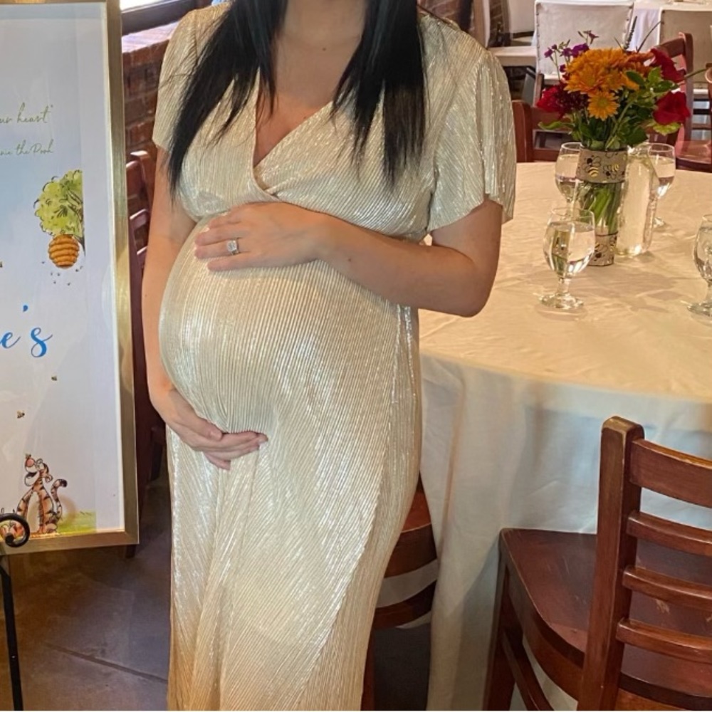 Gold maternity dress. Worn once for 2 hours